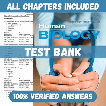 Test Bank for Human Biology 11th Edition By Cecie Starr
