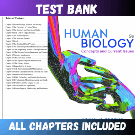 Test Bank - Human Biology Concepts and Current Issues, 9th Edition by Johnson