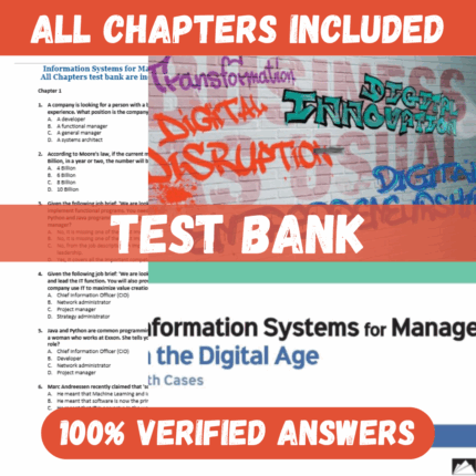 Test Bank for Information Systems for Managers in the Digital Age, 5th Edition by Piccoli