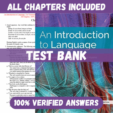 Test Bank for Introduction to Language 11th Edition By Victoria Fromkin