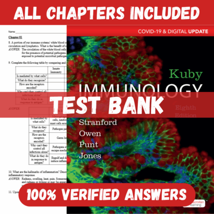 Test Bank for Kuby Immunology Covid-19 Digital Update 8th Edition By Jenni Punt