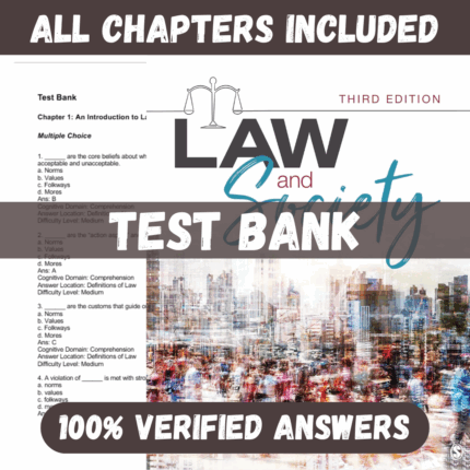 Test Bank for Law and Society, 3rd Edition by Matthew Lippman