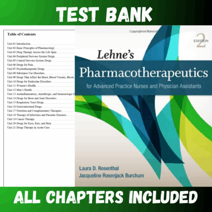 Test Bank - Lehnes Pharmacotherapeutics for Advanced Practice Nurses and Physician Assistants, 2nd Edition by Rosenthal