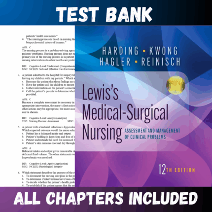 Test Bank - Lewis's Medical-Surgical Nursing 12th Edition by Harding