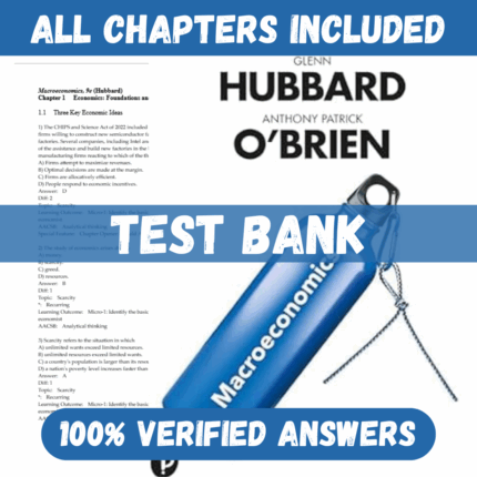 Test Bank for Macroeconomics, 9th Edition by Glenn Hubbard