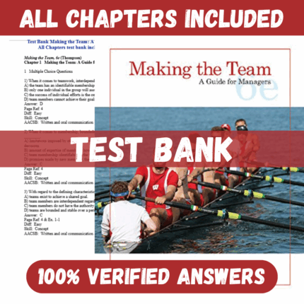 Test Bank for Making the Team: A Guide for Managers, 6th edition by Leigh L. Thompson