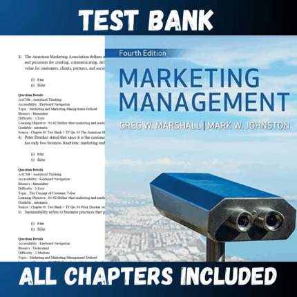 Test Bank - Marketing Management 4th Edition by Marshall