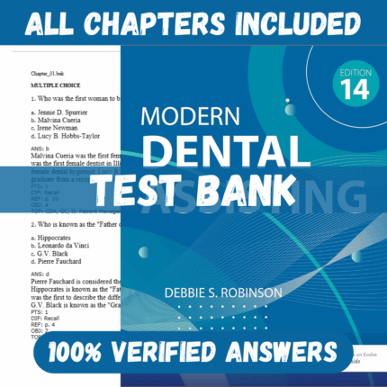 Test Bank for Modern Dental Assisting, 14th Edition by Debbie S. Robinson