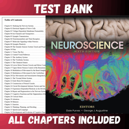Test Bank - Neuroscience, 6th Edition by Purves