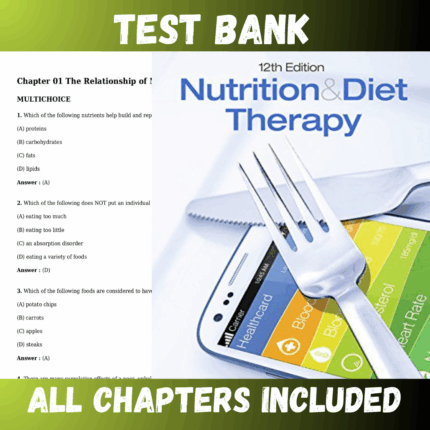Test Bank - Nutrition & Diet Therapy 12th Edition by Roth