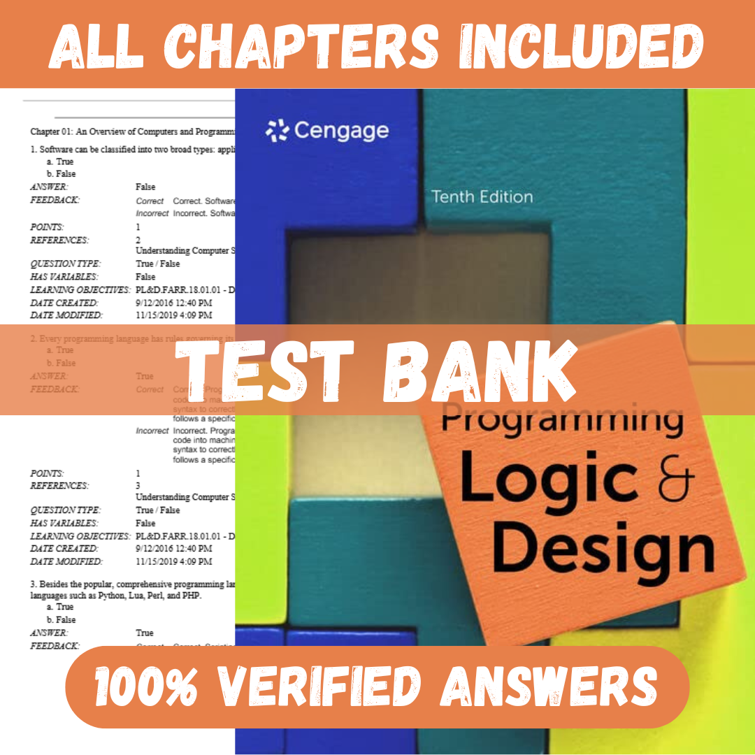 Test-Bank-for-Programming-Logic-and-Design-10th-Edition-by-Joyce-Farrell