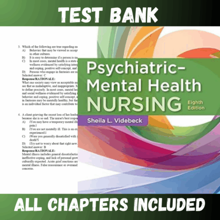 Test Bank - Psychiatric-Mental Health Nursing 8th Edition by Videbeck
