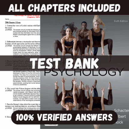 Test Bank for Psychology 6th Edition By Daniel Schacter