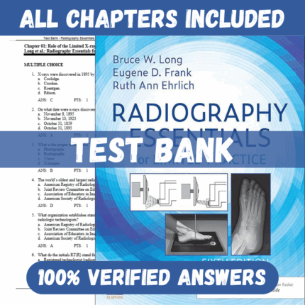 Test Bank for Radiography Essentials for Limited Practice, 6th Edition by Long