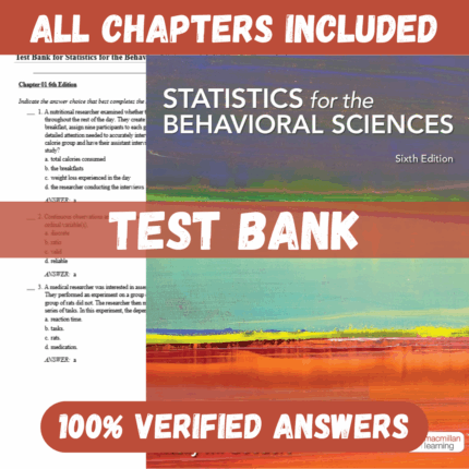 Test Bank for Statistics for the Behavioral Sciences, 6th Edition by Susan Nolan
