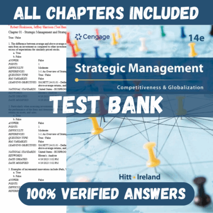 Test Bank for Strategic Management Concepts and Cases Competitiveness and Globalization 14th Edition by Hitt