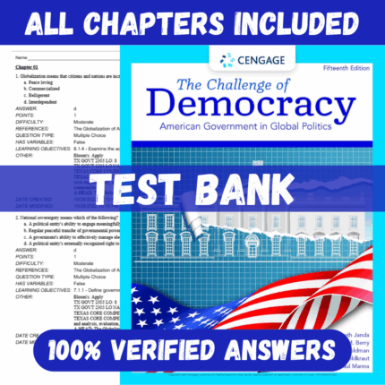 Test Bank for The Challenge of Democracy, Enhanced 15th Edition by Kenneth Janda