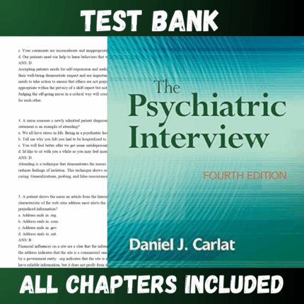 Test Bank - The Psychiatric Interview 4th Edition by Carlat