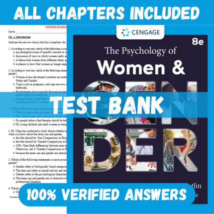Test Bank for The Psychology of Women and Gender 8th Edition By Margaret Matlin