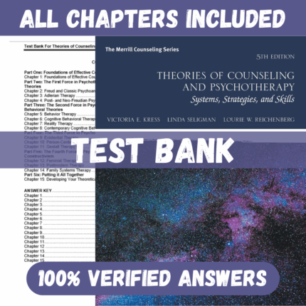 Test Bank for Theories of Counseling and Psychotherapy 5th Edition by Kress
