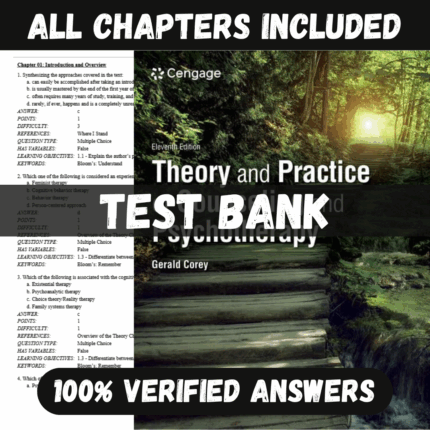 Test Bank for Theory and Practice of Counseling and Psychotherapy, 11th Edition by Corey