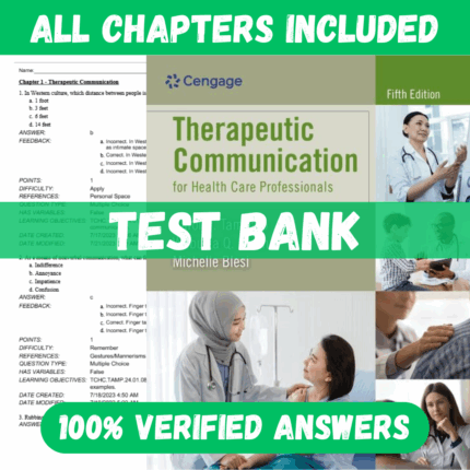 Test Bank for Therapeutic Communication for Health Care Professionals, 5th Edition by Tamparo