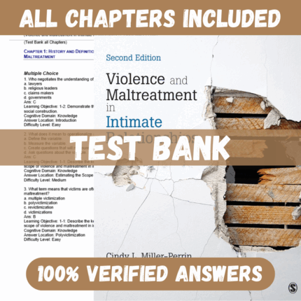 Test Bank for Violence and Maltreatment in Intimate Relationships 2nd Edition By Perrin