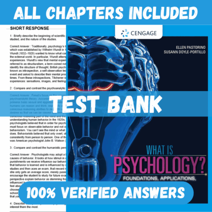 Test Bank for What is Psychology Foundations Applications and Integration 5th Edition by Pastorino