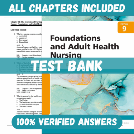 Test Bank - Foundations of Nursing, 9th Edition by Cooper