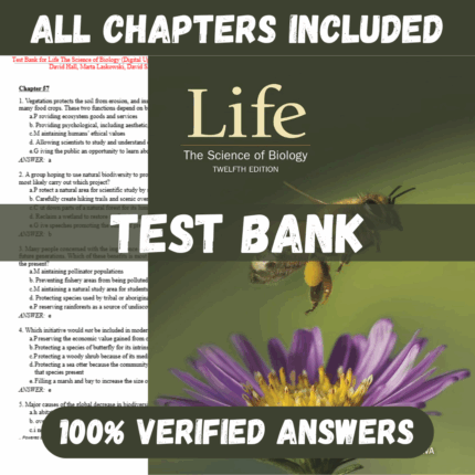 Test bank for Life The Science of Biology 12th Edition By David Hillis