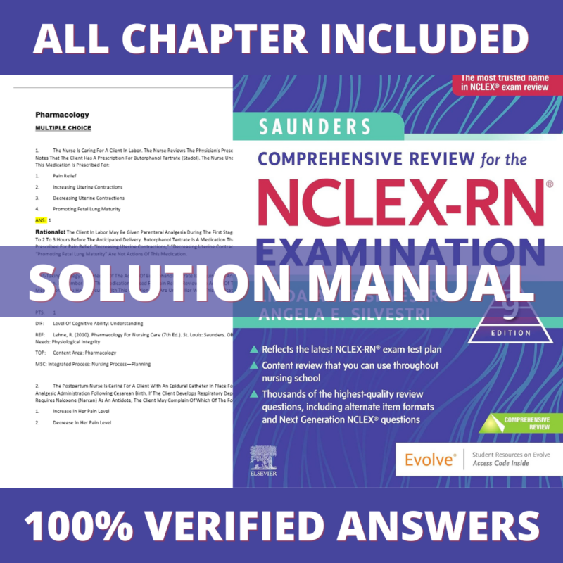 Test Bank Saunders Comprehensive Review for the NCLEX-RN Examination, 9th Edition by Silvestri