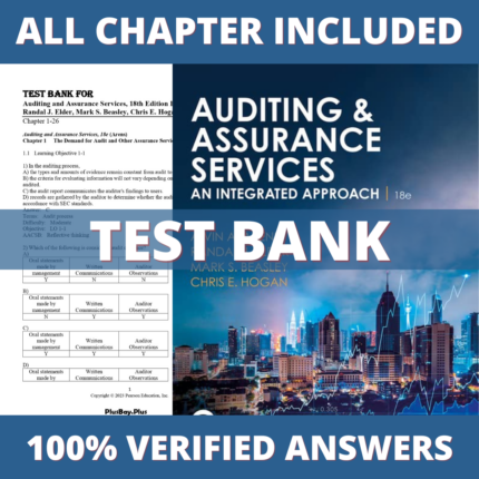 Test Bank for Auditing and Assurance Services, 18th Edition (Arens, 2023)